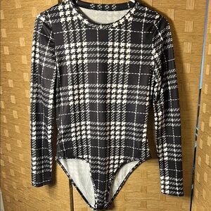 Black & White Plaid Bodysuit